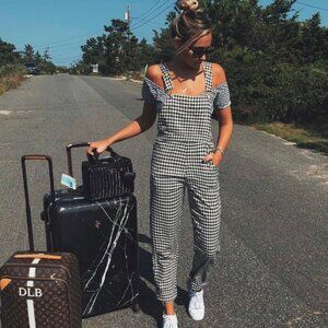 SSO by Danielle Gingham Plaid Overall Size Small